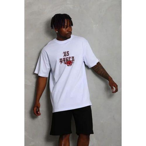 Erkek Baskılı T-Shirt Kısa Kol Bisiklet Yaka Regular Fit Rahat Kalıp Günlük Tişört - Beyaz