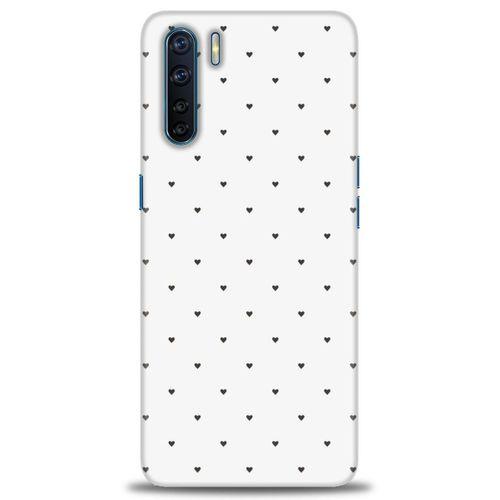 Oppo A91 / Reno 3 Kılıf HD Baskılı Kılıf - Minik Siyah Kalp + Tam Ekran Koruyucu