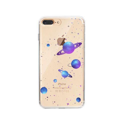 iPhone 8 Plus Galaxy and Stars Lens Korumalı Şeffaf Telefon Kılıfı