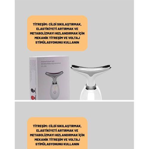 Cilt Yenileyici Şarjlı Güzellik Aleti – Pozitif/Negatif İyon, Titreşimli Masaj ve Kırmızı-Mavi-Yeşil Işıkla