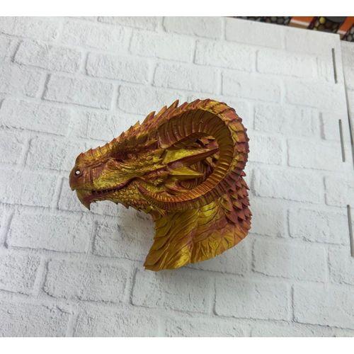 Asil Tasarım Gold–red Ejderha Heykeli Hediyelik Fantastik Dekor