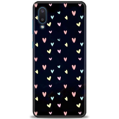 Samsung Galaxy A02 Kılıf HD Baskılı Kılıf - Mini Mini Kalpler + Tam Ekran Koruyucu