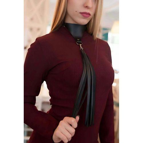 Püsküllü Şık Deri Choker Tasma Boyun Aksesuar - APFT659