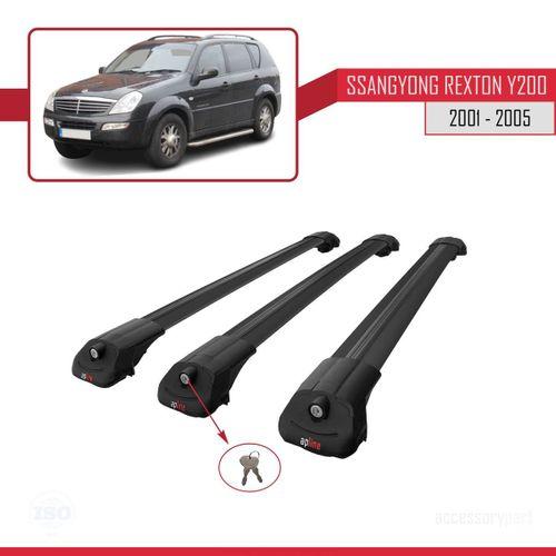 Ssangyong Rexton Y200 2001-2005 Arası ile uyumlu ACE-1 Ara Atkı Tavan Barı SİYAH 3 ADET BAR
