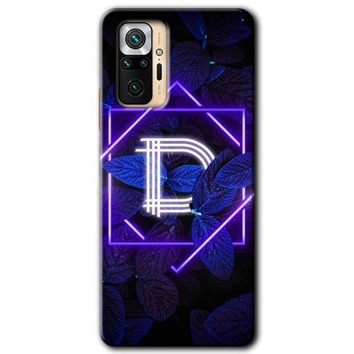 BeRa Aksesuar  Xiaomi Redmi Note 10 Pro Kılıf Baskılı Kapak - Dark Neon Yaprak D Harfi +Tam Kaplayan Mat Seramik