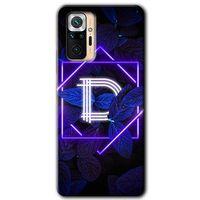 BeRa Aksesuar  Xiaomi Redmi Note 10 Pro Kılıf Baskılı Kapak - Dark Neon Yaprak D Harfi +Tam Kaplayan Mat Seramik
