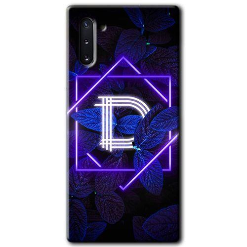 Potkal Hediye Fabrikası Samsung Galaxy Note 10 Kılıf HD Desen Baskılı Arka Kapak - Dark Neon Yaprak D Harfi