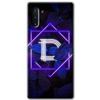 Potkal Hediye Fabrikası Samsung Galaxy Note 10 Kılıf HD Desen Baskılı Arka Kapak - Dark Neon Yaprak D Harfi