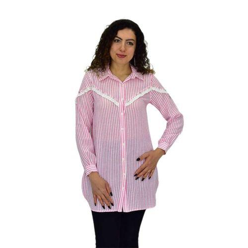 Kadın Çizğili Keten Gömlek BGL-ST03706