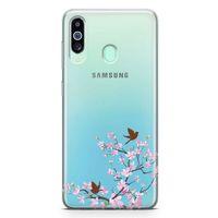 Samsung Galaxy M40 Kılıf Peony Kuşlar Arka Kapak Koruma Desenli Full Koruyucu