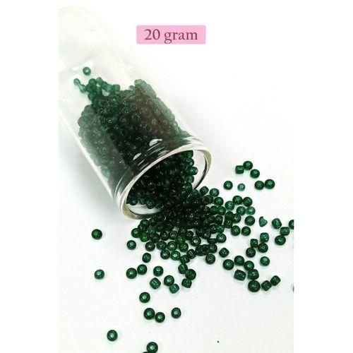 Dökme Cam Kum Boncuk (8/0) 3 mm - 20 Gram - Şeffaf Koyu Yeşil - BNC155