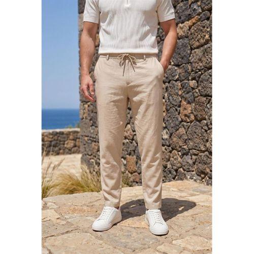 Partain Havuç Kesim Bezayağı Kumaş Boyfriend Kalıp Jogger Erkek Pantolon - Bej