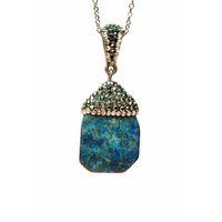 Lapis Doğal Taşı Zincirli El Yapımı Kolye Uç: 3 cm Zincir: 20 cm Kutulu