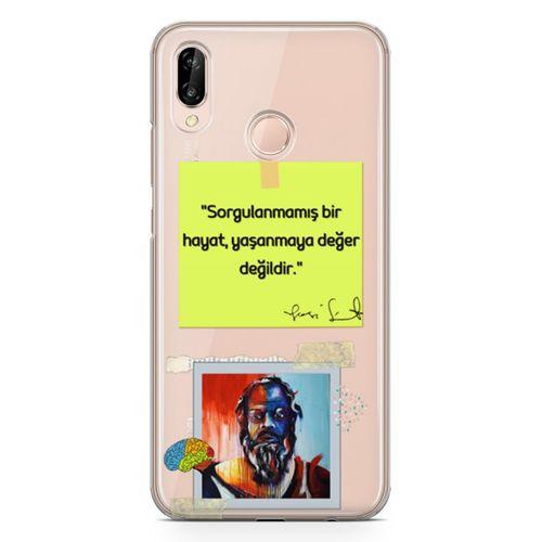 Huawei P20 Lite Kılıf Caps Sokrates Hayat Arka Kapak Koruma Desenli Full Koruyucu