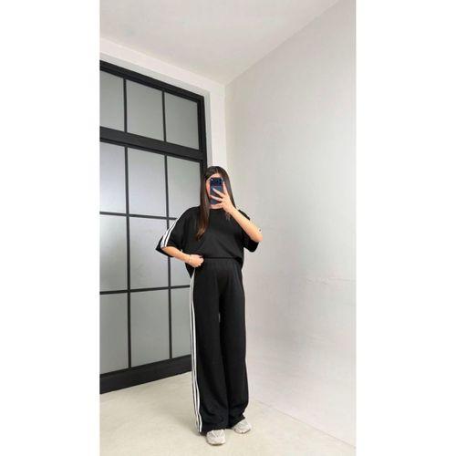 Kadın Yarasa Kol Yanları şerit Detay Modal Kumaş Ikili Takım