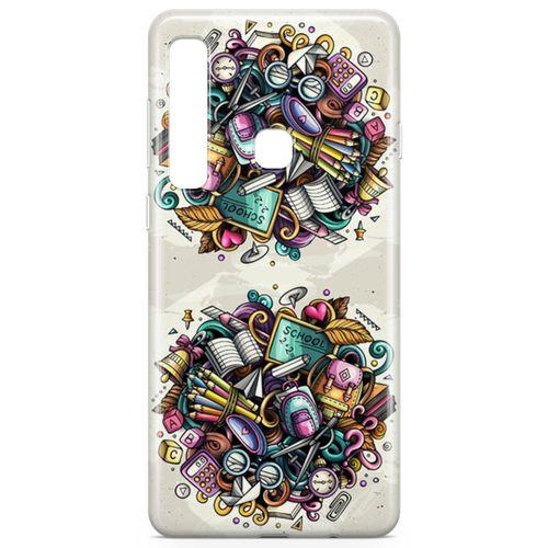 Samsung Galaxy A9 2018 Kılıf Kırtasiye Malzemeleri Doodle Arka Kapak Koruma Desenli Full Koruyucu