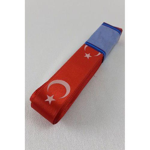 Kırmızı Ay Yıldız Bayrak Baskılı Saten Kurdele