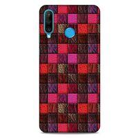 Huawei P30 Lite Kılıf Patchwork (22) Tam Koruma Kılıfı Fuşya Bordo