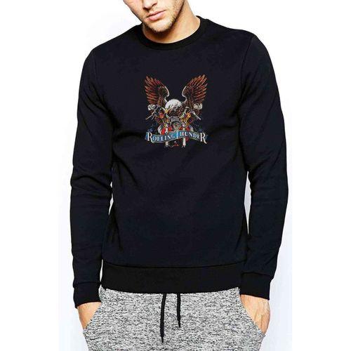 Rolling Thunder Baskılı Siyah Erkek Sweatshirt