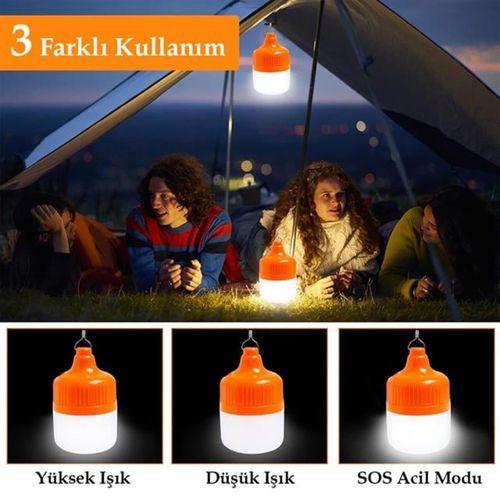 Ledx LN-OR100G 100 Watt TYPE-C Şarjlı Taşınabilir Asma Kancalı Kamp Çadır Lambası 6500K 1200mAh 3 Modlu ABS Malzeme