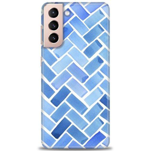 Samsung Galaxy S21 FE Kılıf HD Baskılı Kılıf - Mavi + Tam Ekran Koruyucu