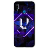 Huawei P20 Lite Kılıf Baskılı Kapak - Dark Neon Yaprak U Harfi + 5D Tam Kaplayan Cam