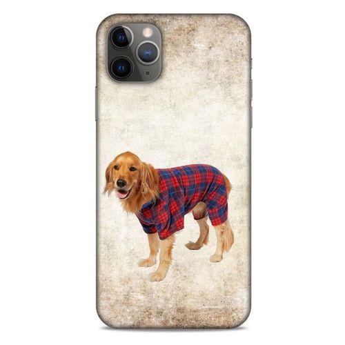 Apple Iphone 11 Pro Max Kılıf Köpek Kıyafetleri (47) Crystal Flex Kılıf Golden Gömlek
