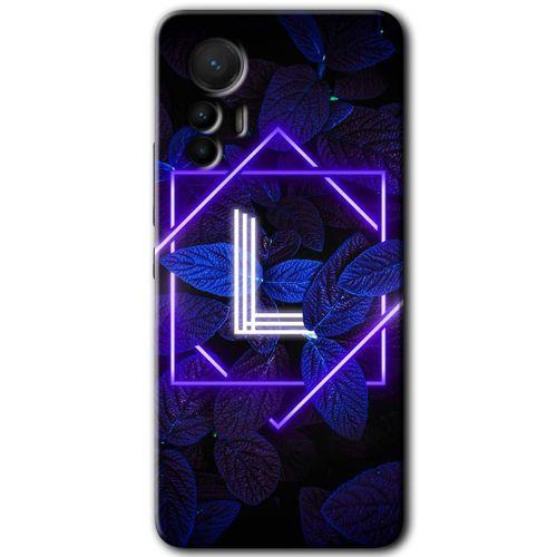 Xiaomi Mi 12 Lite HD Baskılı Kılıf + 9D Tam Ekran Koruyucu - Dark Neon Yaprak L Harfi