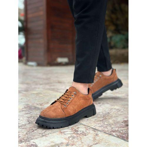 BA0245 Taba Süet Akıllı Lastik Bağcık Yüksek Siyah Taban Günlük Erkek Ayakkabı