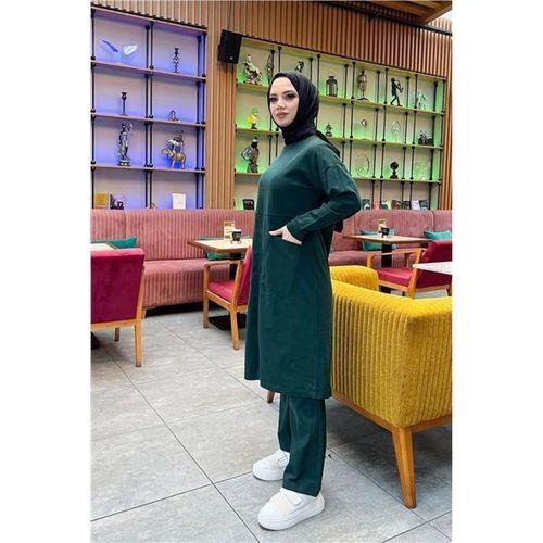 Önden İki Cepli Sade Basic Uzun Tunik Pantolon İkili Spor Takımı - 03067.021 - Nefti