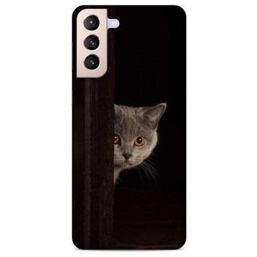 Lopard Samsung Galaxy S21 Plus Uyumlu Kılıf Kediler (49) Ultra Silikon Kılıf Turuncu Gözler