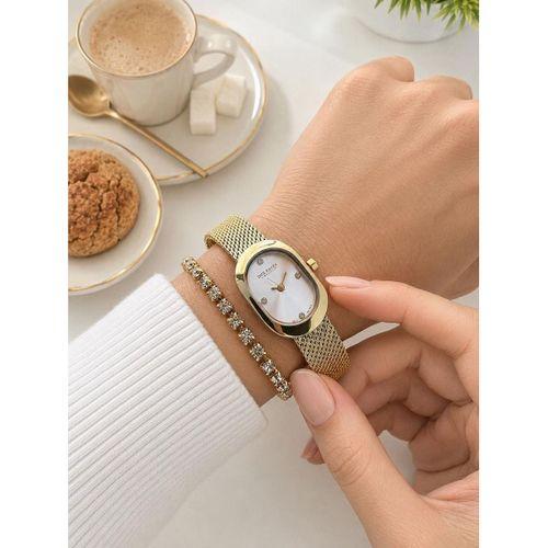 Dice Kayek Oval Mini Vintage Kasa Kadın Kol Saati Çelik Kordon 5 ATM Suya Dayanıklı+Bileklik DC.20