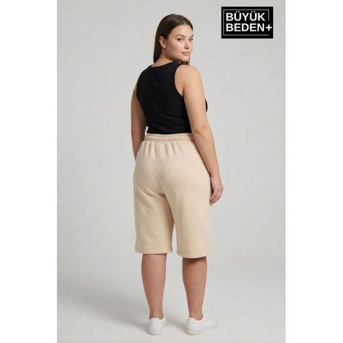 Kadın Büyük Beden Şort 3XL-6XL  Rahat Kesim Diz Altı Günlük Şort-SPR26BSRK591