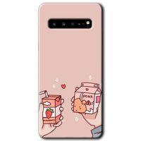 Samsung Galaxy S10 Plus HD Baskılı Kılıf + 9D Tam Ekran Koruyucu - Meyveli Süt