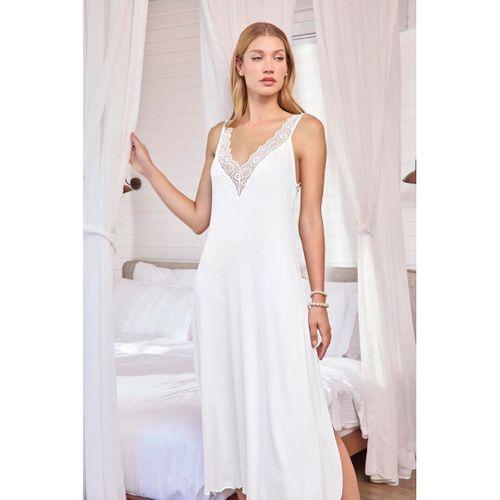 Göğüs Ve Sırt Dekolteli Dantelli Ve Yırtmaçlı Gecelik