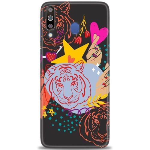 Samsung Galaxy M30 Kılıf HD Baskılı Kılıf - Kaplan + Tam Ekran Koruyucu