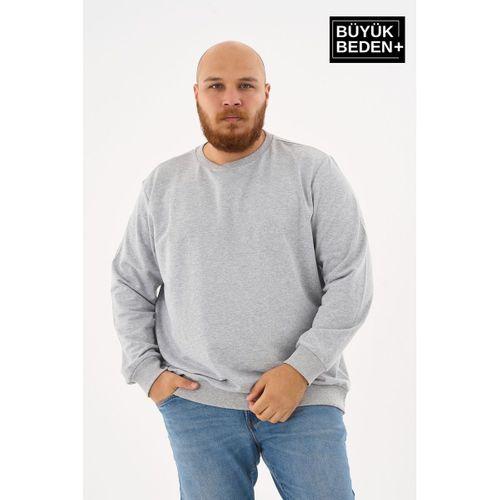 Erkek Büyük Beden Bisiklet Yaka ince Sweatshirt SPR24BSW56