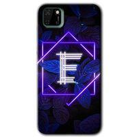Huawei Y5P Kılıf HD Desen Baskılı Arka Kapak - Dark Neon Yaprak E Harfi