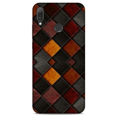 Huawei Y9 2019 Kılıf Patchwork (1) Kılıfı Kahverengi Bordo