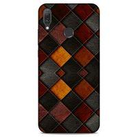 Huawei Y9 2019 Kılıf Patchwork (1) Kılıfı Kahverengi Bordo