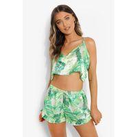 Yeşil Fırfırlı Şortlu Pijama Takımı