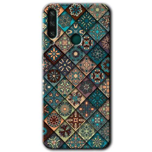 MRCİLETİSİM Huawei Y6P Kılıf HD Desen Baskılı Arka Kapak + Temperli Cam - Mat Mandala