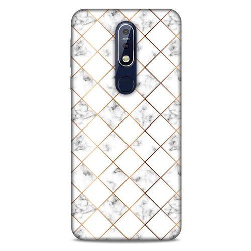 Mermer Desenli (1) Tema Kılıfı Beyaz Nokia 7.1 Kılıf