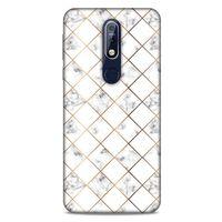 Mermer Desenli (1) Tema Kılıfı Beyaz Nokia 7.1 Kılıf