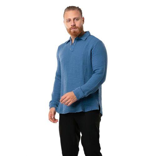 Uzun Kol Double Müslin Erkek Sonbahar ve Kışlık Sweatshirt İndigo indg