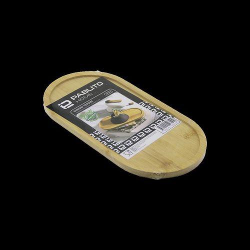 Oval Ahşap Bambu Yağdanlık Altlık ve Sunum Tepsisi 12x24x0.8 cm