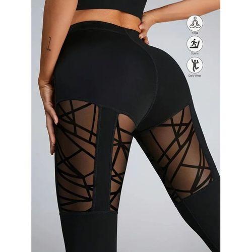 Kadın Yüksek Bel Tül Detaylı Spor Tayt