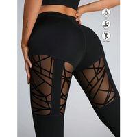 Kadın Yüksek Bel Tül Detaylı Spor Tayt