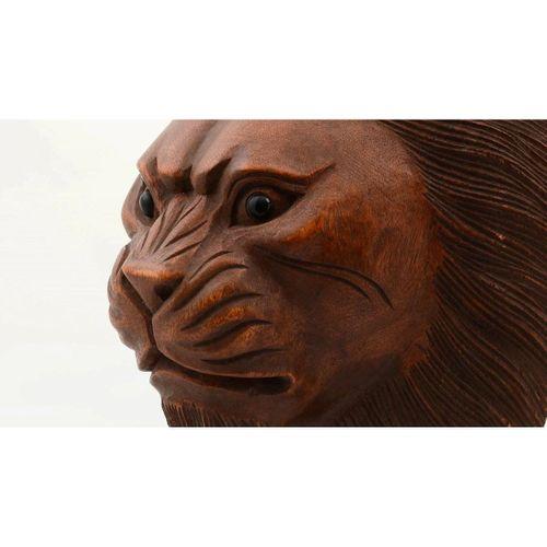 Maun Ağacı El Yapımı Dekoratif Aslan Büstü