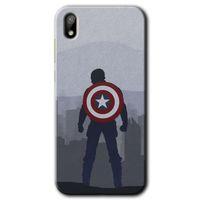 MRCİLETİSİM Huawei Y5 2019 Kılıf HD Desen Baskılı Arka Kapak + Temperli Cam - Captain Avenger